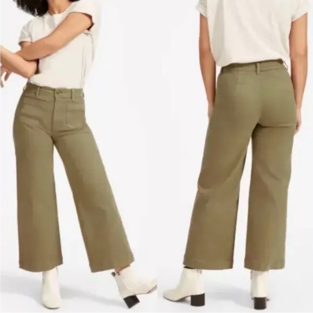 Everlane Green High Rise Crop Wide Leg Pant 12